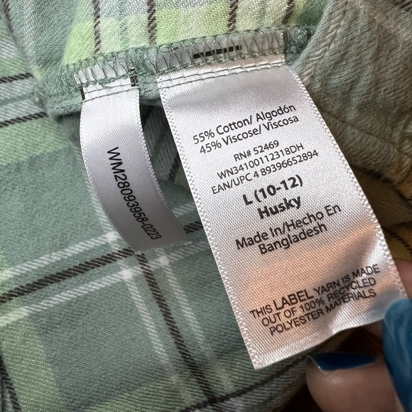 Wonder Nation Plaid Shirt in Green Tones Large (10-12) Husky - Picture 5 of 6